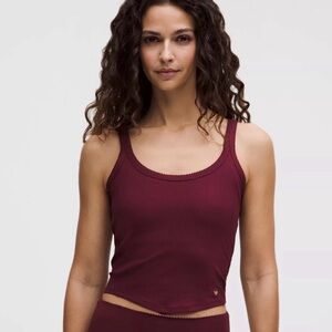 Lululemon Burgundy Vday 2026 heart ribbed cropped tank size Medium